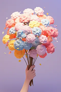 AI数字艺术感恩节手捧花朵模型-众图网