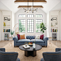 Example of a transitional living room design in Other