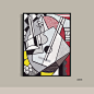 美国波普艺术大师Lichtenstein 抽象蒙太奇 吉它橙子与葡萄装饰画-淘宝网