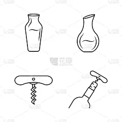 细的,符号,绘画插图,轮廓,设备用品,瓶子,矢量,葡萄酒,开