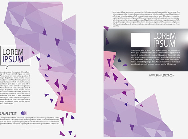 淡紫色低多边形抽象封面矢量图高清素材 低...
