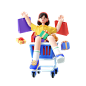 潮国创意_3d双十二双12电商促销购物立体坐购物车人物C4D编号T86965700