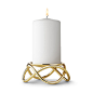 丹麦Georg Jensen Glow Candleholder 波浪 金色烛台 大尺寸