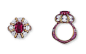 Lot 1609 - A RUBY, DIAMOND AND COLOURED DIAMOND RING, BY WALLACE CHAN