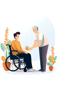 残疾人医疗残障人士扁平风插画