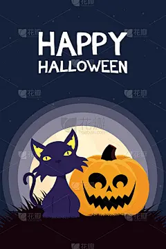 有南瓜和猫的万圣节快乐卡片