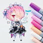 Ram 
Ya era hora que la dibujara 
Se acuerdan de ese cuaderno que resultó ser un álbum de fotos? Bueno, lo pinté ahí. Quién diría que las hojas de ese libro serían tan buenas para usar copic :'3 
#ram #rezero #rezerokarahajimeruisekaiseikatsu #ramandrem #