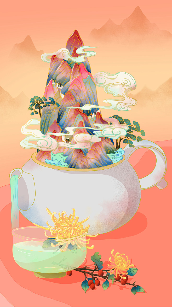 中国风插画古田路9号品牌创意版权保护平台