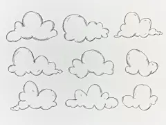 可爱卡通风格云朵手绘素材集合