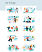 Illustrations : Here are 20 complicated scenes which can illustrate your business idea in a fast and modern way. All the components are in vector, carefully named and grouped. Mix them to create something smart and sharp!