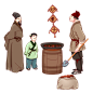 炒栗子小吃中国传统美食手艺制作素材插画