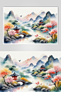 AI数字艺术水墨画山水画丹青美术插画