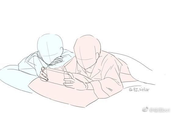 绘画素材甜甜的双人cp构图参考又来了67676767