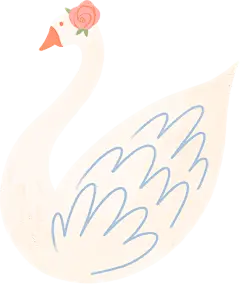 手绘材质婚庆插画天鹅