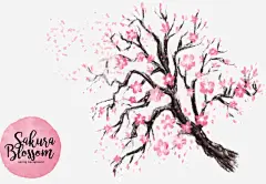 矢量手绘粉色樱花_新图网 https://ixintu.com 矢量 手绘 粉色 樱花 樱花树 粉色水彩