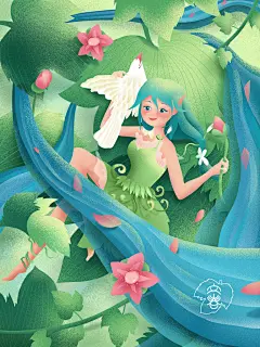 唯美卡通插画立春节气插画设计