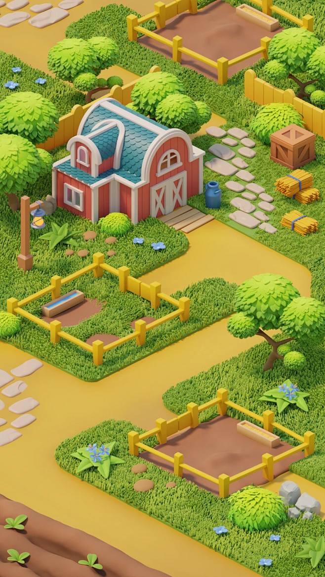 Farm isometric-花瓣网