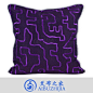 现代简约新中式抱枕样板房汽车沙发装饰靠包紫色几何曲线花型真丝-淘宝网