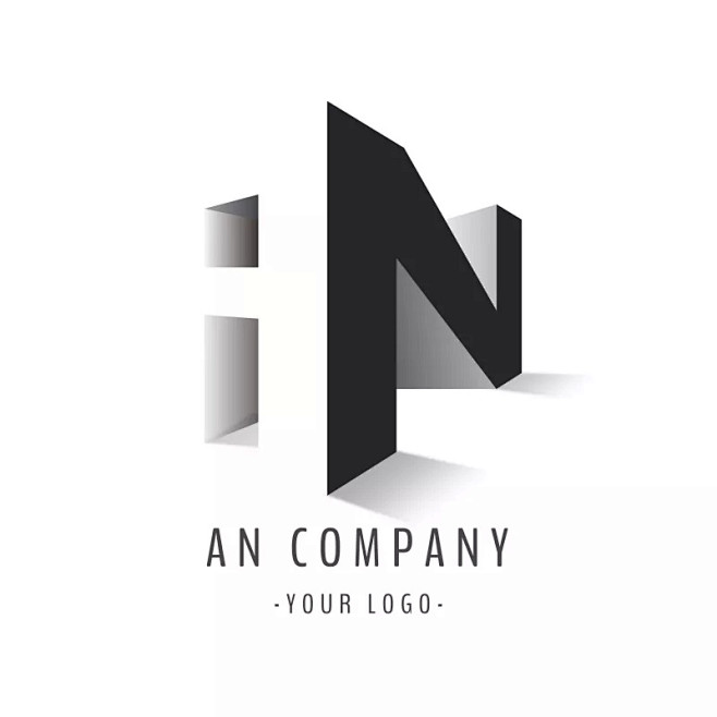 立体AN字母logo