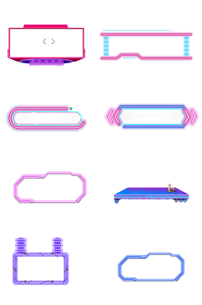 科技霓虹灯正方形圆形装饰宝贝边框标题框