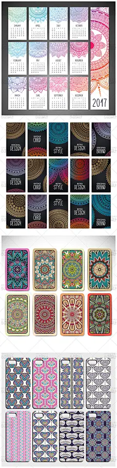 古典名族异域卡片竖版名片封面曼陀罗花卉花环图案纹饰设计素材ai-淘宝网