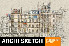 高品质的房地产建筑行业的草图手绘素描速写水彩水粉photoshop动作预设 – 云瑞设计