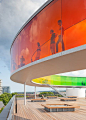 "Your Rainbow Panorama" The 360° multi-coloured glass viewing walkway on the roof of ARoS Aarhus Kuntsmuseum by Olafur Eliasson. Photo: Quintin Lake