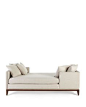 Hardwood frame. Viscose/polyester/linen upholstery. Back cushion has feather/Dacron filling; seat cushion has Dacron/foam filling. 86"L x 36"D x 28"T; interior, 79.5"L x 33.5"D x 21.25"T. Imported. Bo