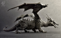 Dragon sculpts posed rendered in Keyshot