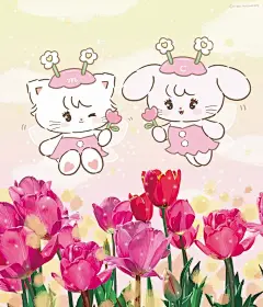 采自微博/不可商用！！！mikko插画|小蜜蜂

：来帮助花花盛开啦~宝贝们化身小蜜蜂，怀揣着甜蜜的使命，来帮助花朵尽情盛放啦～