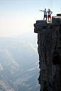 View from Half Dome--a granite dome situated at the eastern end of Yosemite Valley, California. The top of the dome is more than 1,444 m above the valley floor.