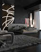 Black bedroom (breakdown) by Raphael Langevin, via Behance