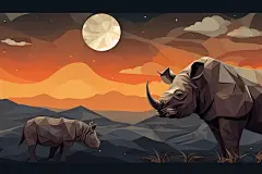 犀牛插画矢量图设计素材