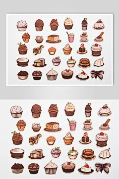AI数字艺术巧克力甜品手账贴纸插画