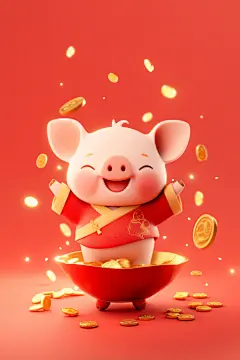 卡通生肖猪模型元素