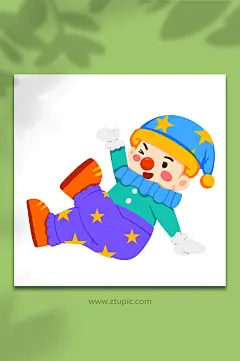 搞怪可爱愚人节小丑人物元素插画