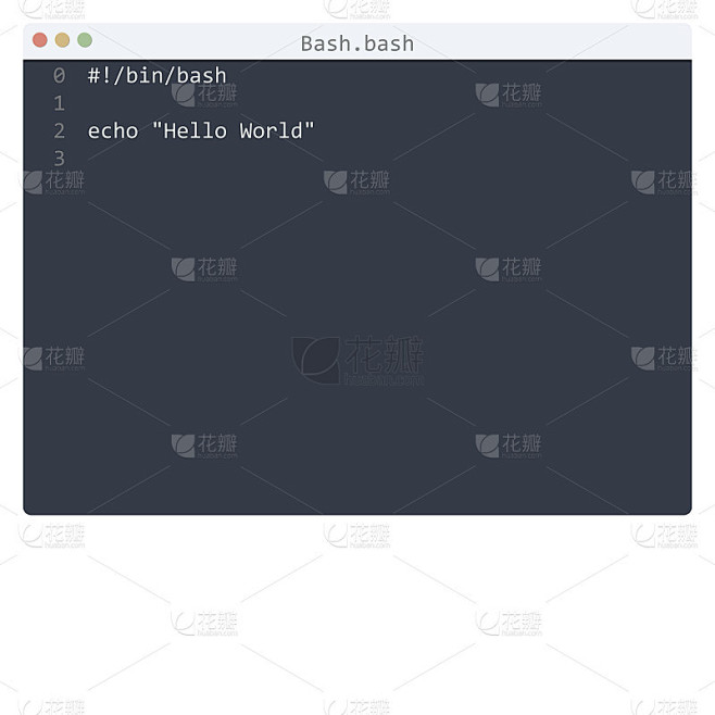 Bash语言Hello World程序示例在编辑器窗口插图