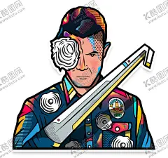 插画 【酷图网】炫彩,插画,扁平风,平面几何,人物插画,多彩设计,