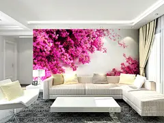 特价包邮 田园客厅壁纸 卧室沙发电视背景墙纸红花浪漫壁画墙纸-淘宝网