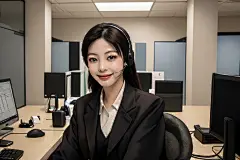 上班族女性客服人物肖像摄影图