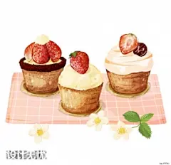 手绘美食甜品点心蛋糕饮料PSD素材