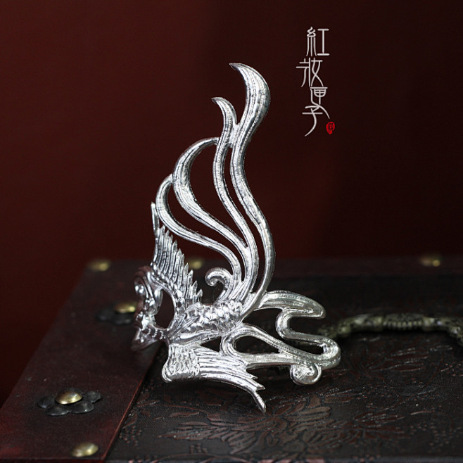红妆匣子原创—琉璃司凤同款银色小凤发冠男生束发冠古风发饰-淘宝网