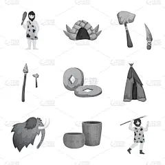 符号,灰色,莫诺湖,动物,男穴居人,设计,布置,复古