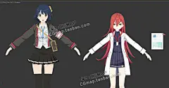 21个Q版手绘日韩动漫风卡通角色人物3D模型二次元正太萝莉3Dmax-淘宝网