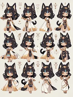 AI角色设计 | 埃及风小猫咪人设