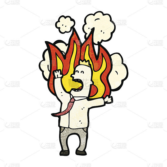 着火的卡通人