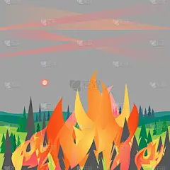 绘画插图,平坦的,矢量,山,风险,热,环境,野生动物,橙色