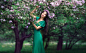 People 1920x1176 trees women outdoors women model flowers wreaths green dress