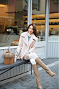 毛茸茸半高领暗条纹柔软触感上衣 : Romantic & Trendy Looks, Styleonme