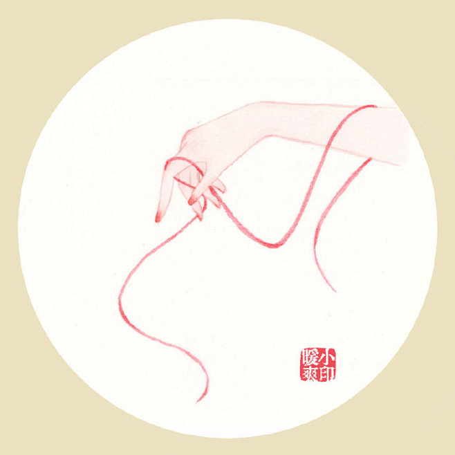 一组古风水彩手部特写小画